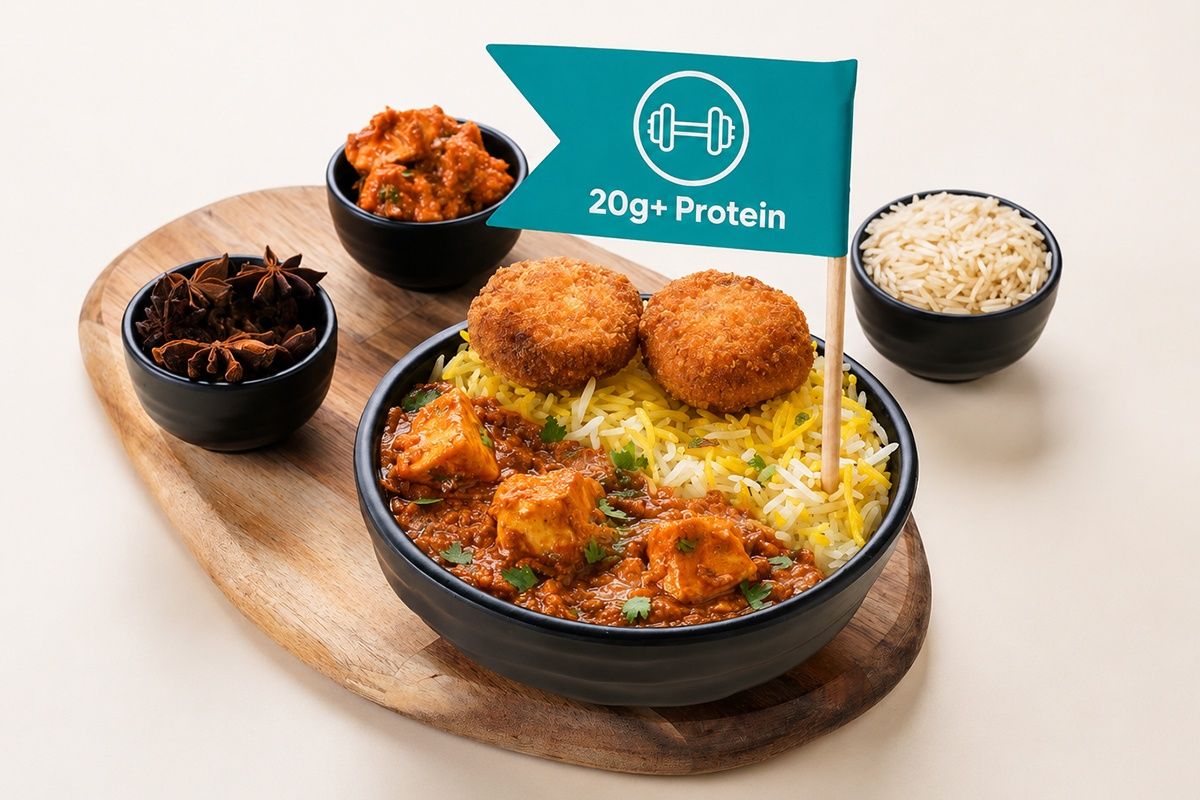 Paneer Tikka Masala Rice Bowl With Dahi Kebab