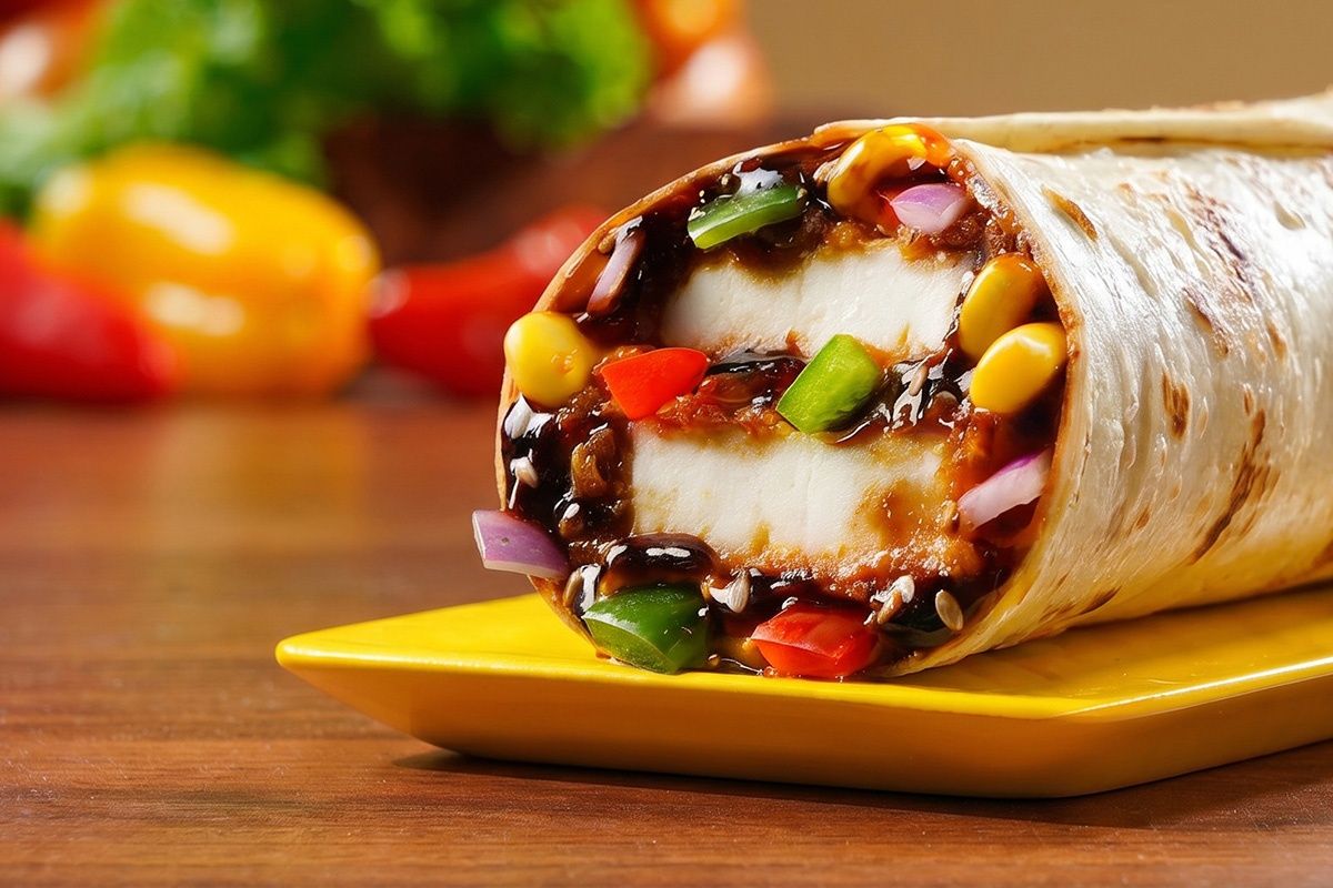 Teriyaki Paneer Burger Salad Wrap