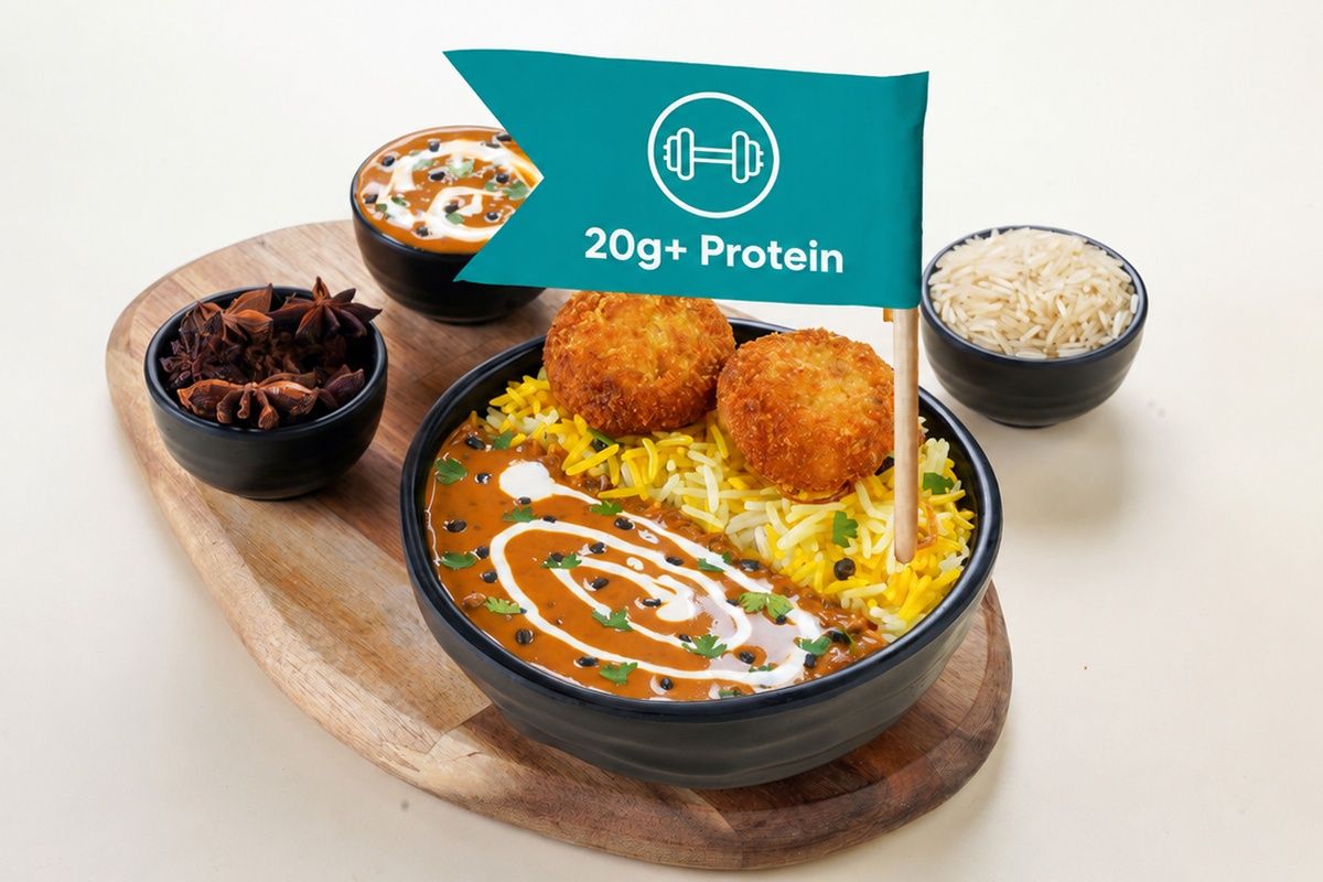 Dal Makhani Rice Bowl With Dahi Kebab