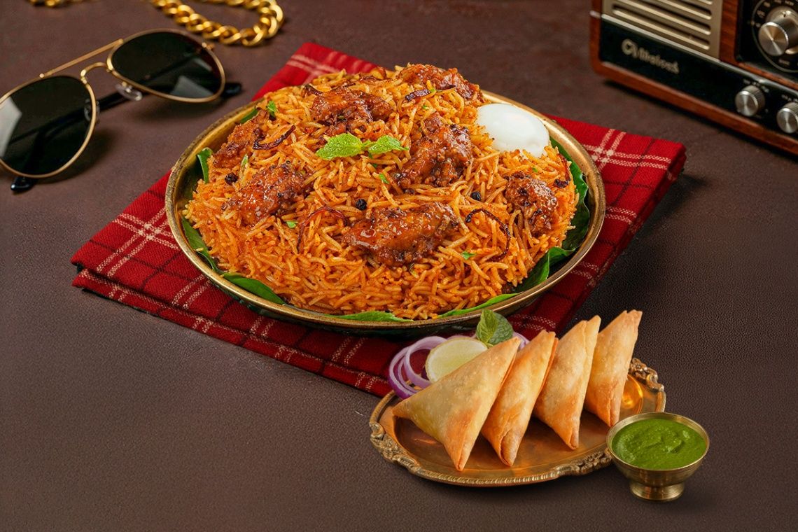 Pepper Chicken Biryani And Chicken Patti Samosa Combo
