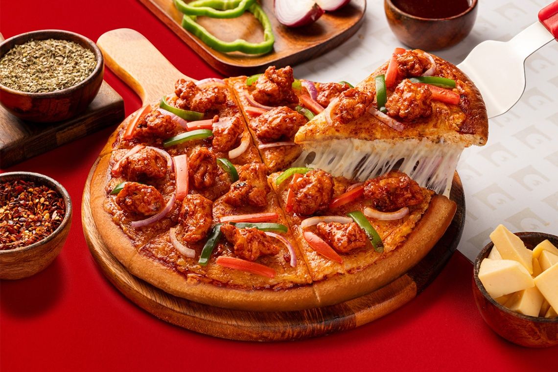 Signature Korean Chicken Pizza.