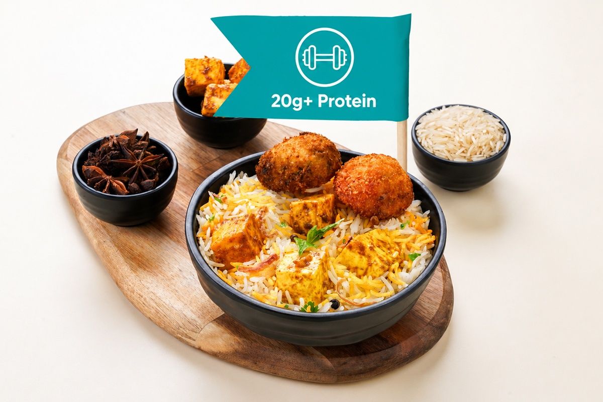 Paneer Biryani Bowl With Dahi Kebab