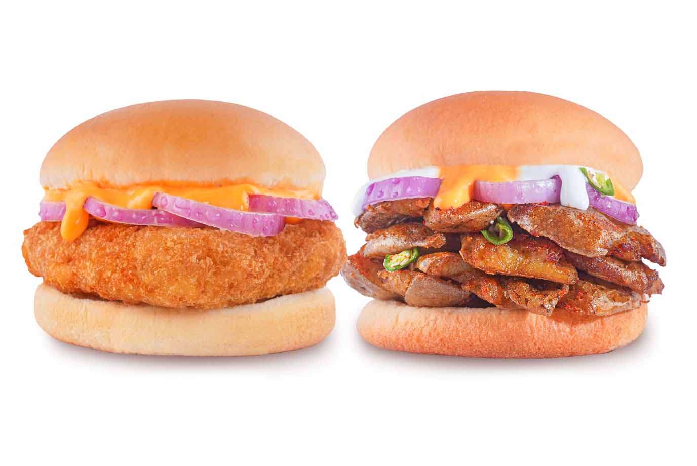 Bun Tikki Burger + Spicy Aloo Crunch Burger