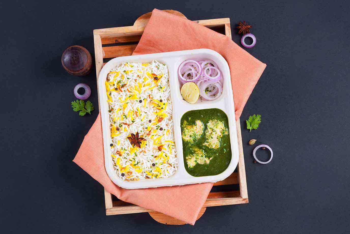 Palak Chicken Rice Lunchbox