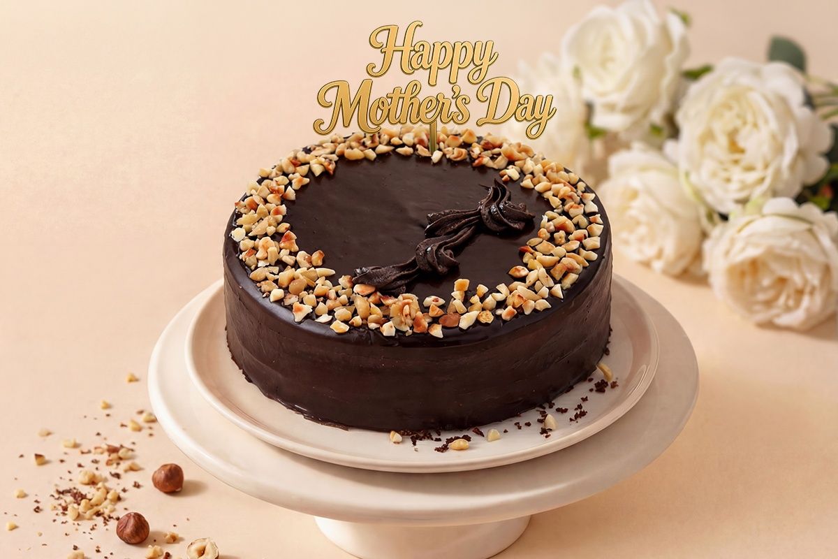 Mother's Day Special Hazelnut Chocolate Cake (500gm) (Eggless)
