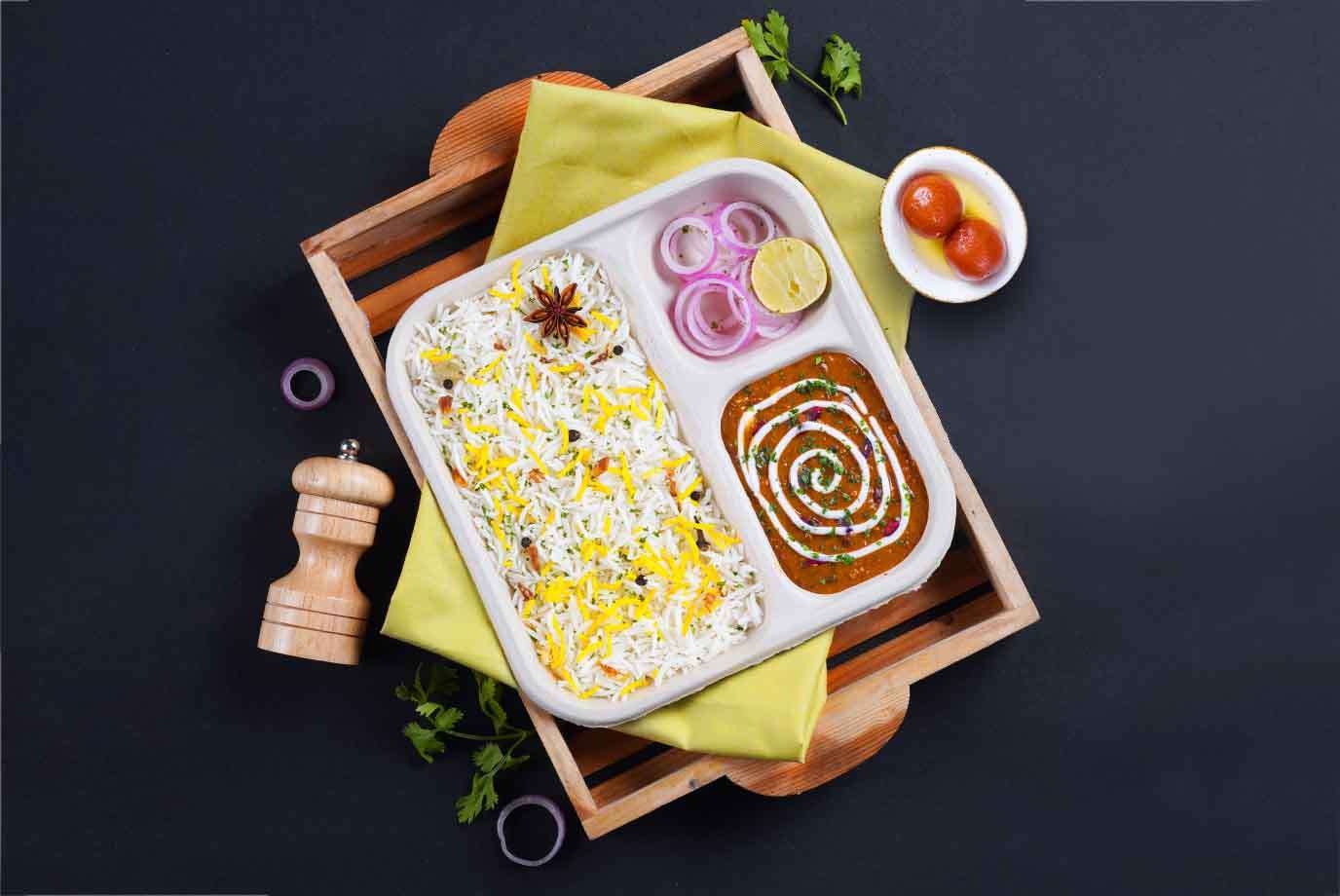 Dal Makhani, Rice Lunchbox With Gulab Jamun (2 Pcs)