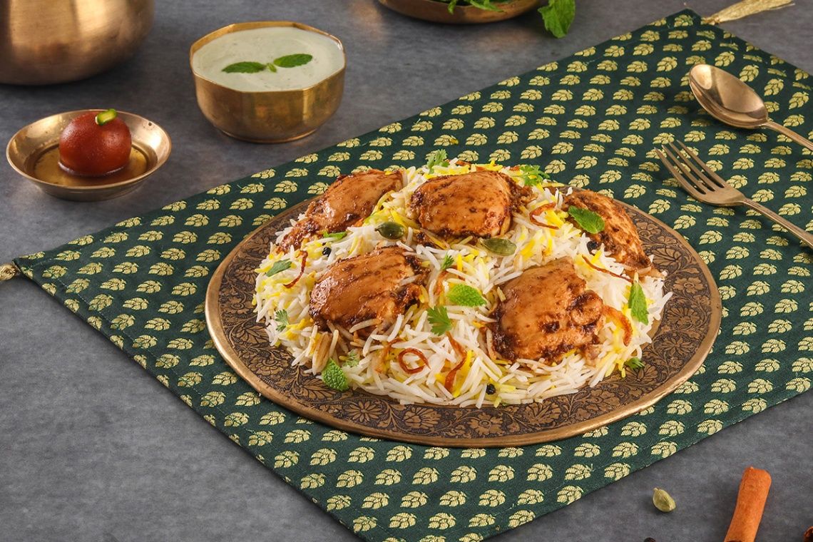 Lazeez Bhuna Murgh Biryani (Dum Chicken Biryani - Serves 1)