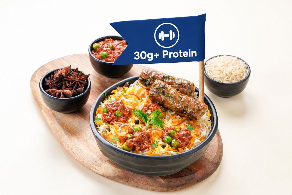 Chicken Biryani Bowl With Seekh Kebab