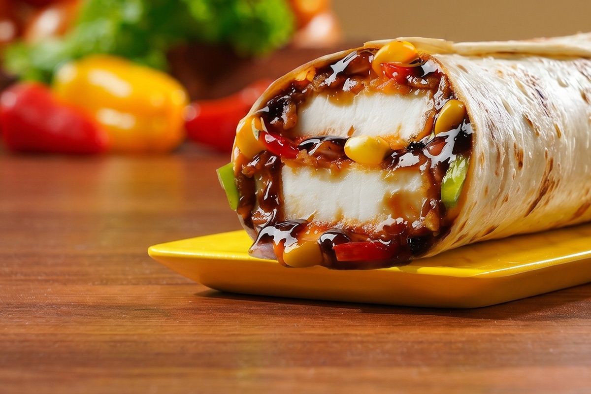 BBQ Paneer Salad Burger Wrap