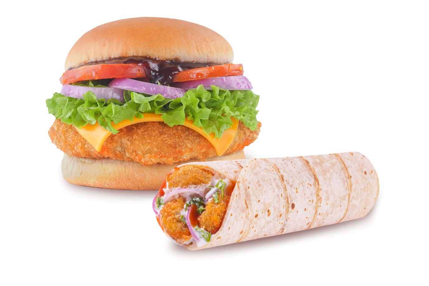BBQ Chicken Burger+Crispy Chicken Wrap