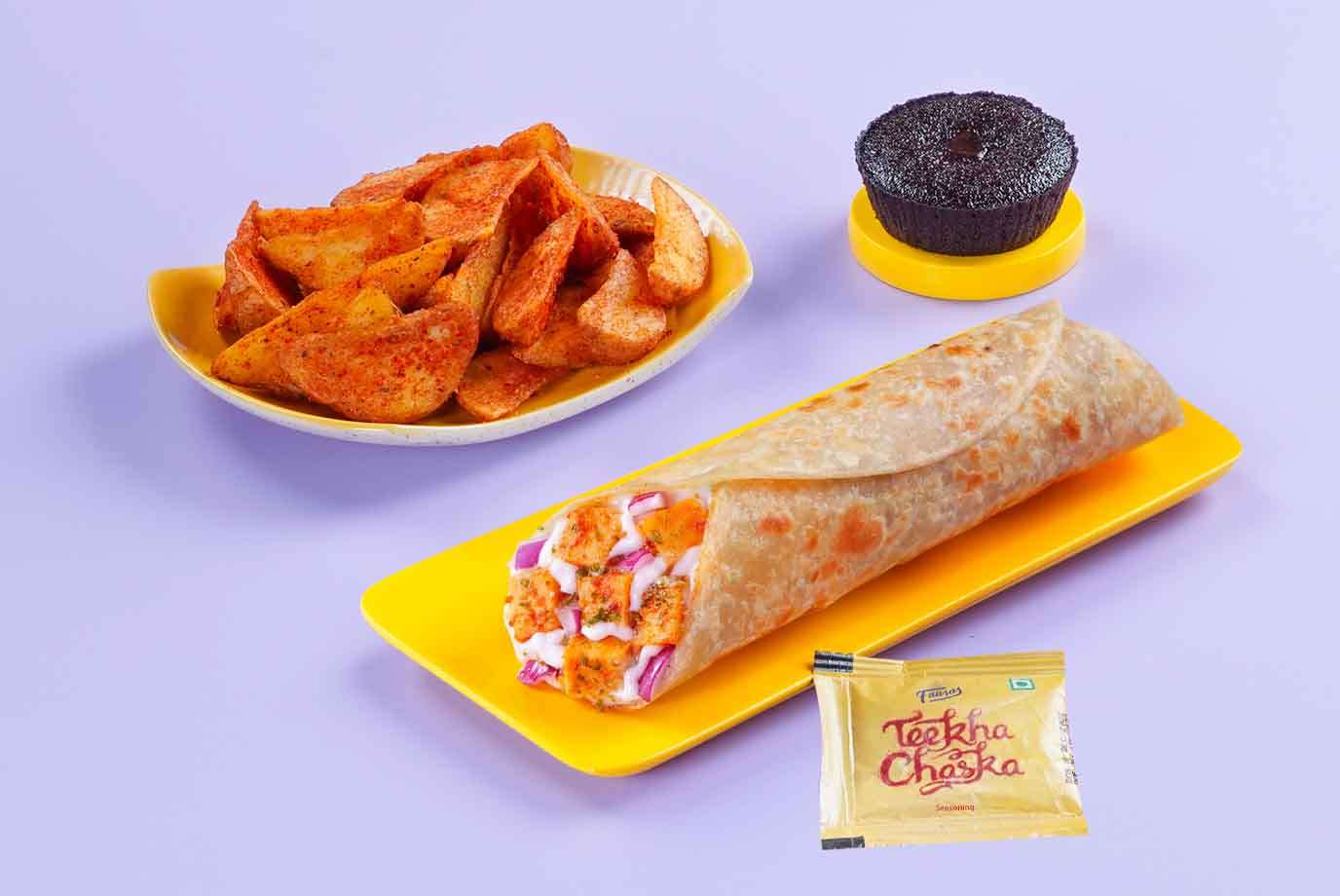 Super Saver Cheese Melt Paneer Wrap Meal + Dessert