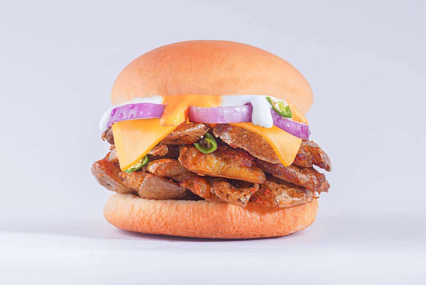 Spicy Aloo Crunch Burger With Cheese