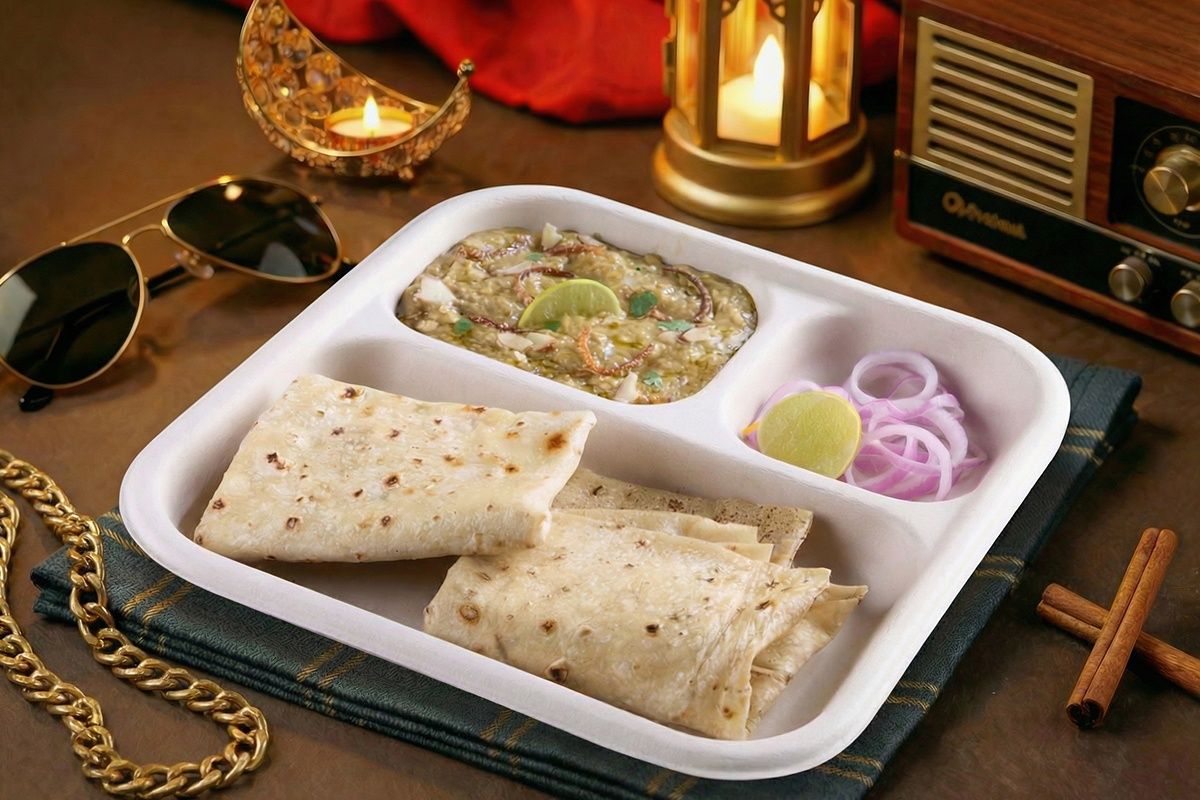 Chicken Haleem Bread Thali