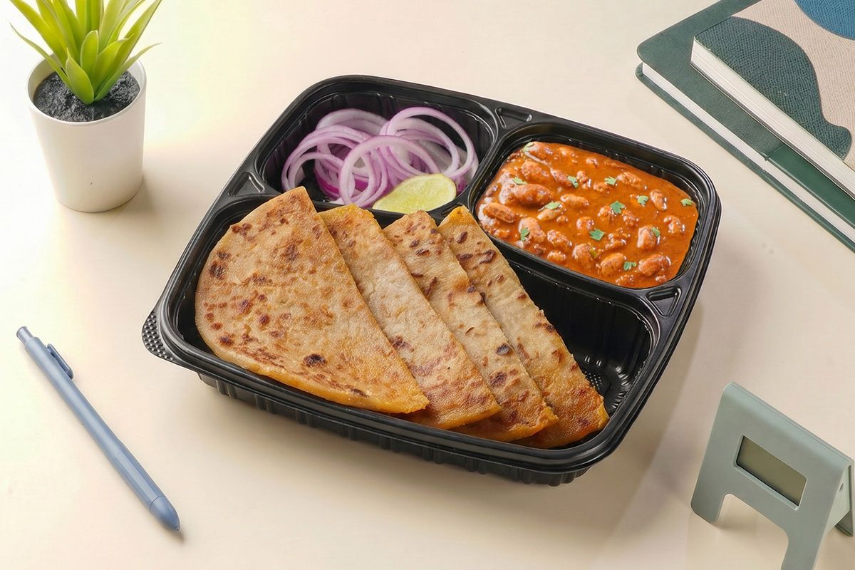 Paneer Paratha With Rajma
