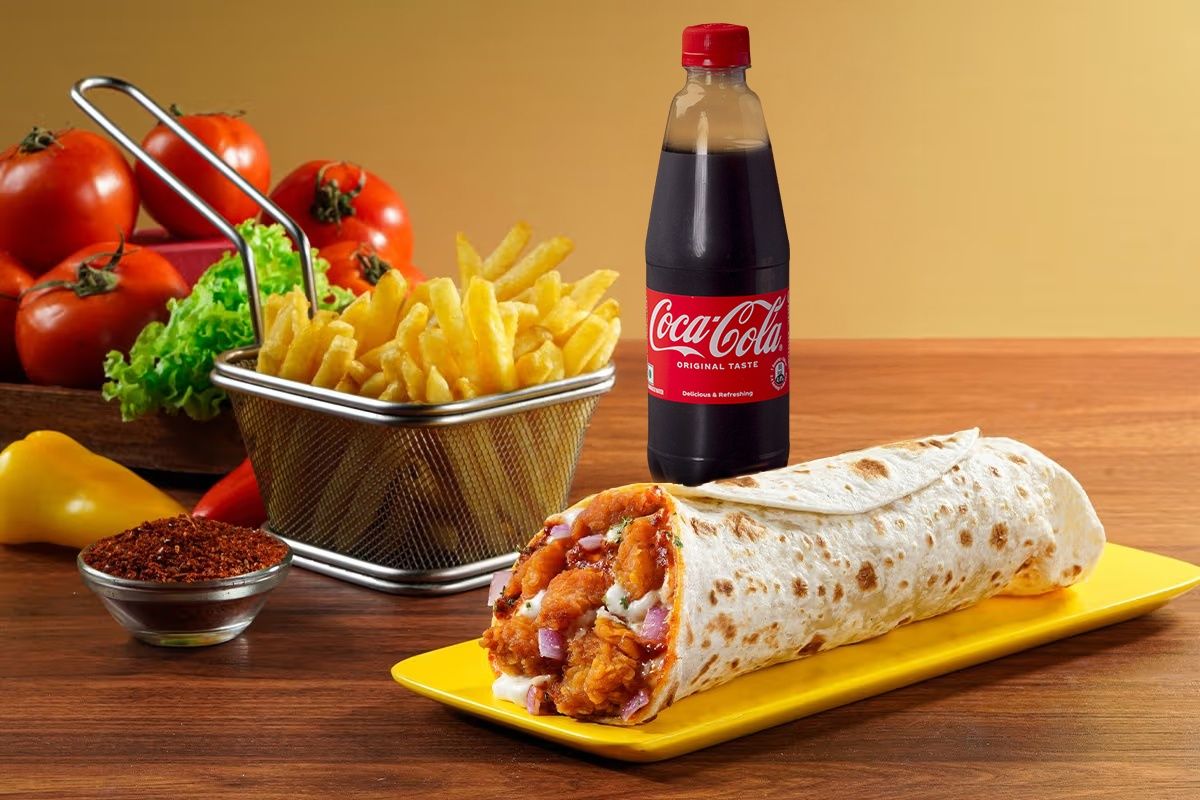 Non-Veg Burger Wrap With Side And Beverage Meal