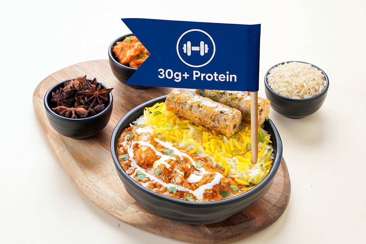 High-Protein Butter Chicken Rice Bowl With Seekh Kebab