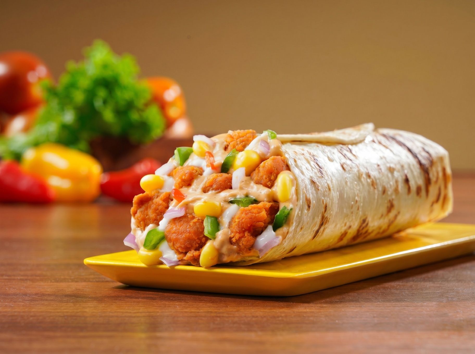 Tandoori Crispy Chicken Salad Wrap