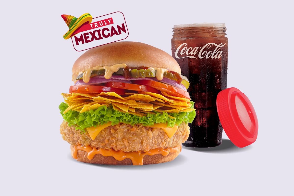 Non - Veg Mexicano Burger + Beverage Combo