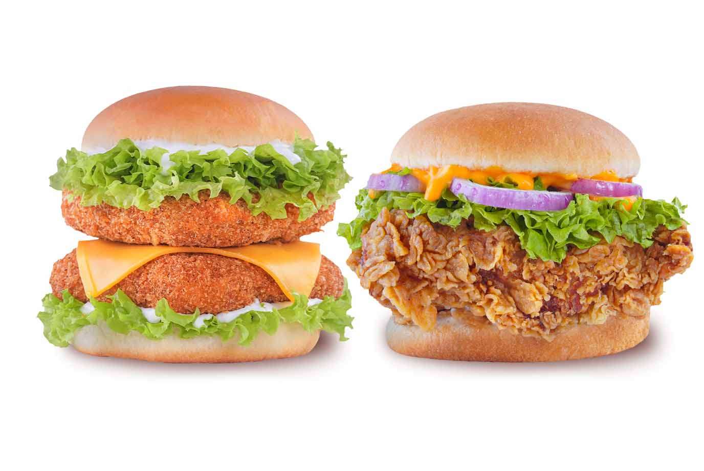 Spicy Paneer Deluxe Burger (New)+ Smoky Chipotle Chicken Burger