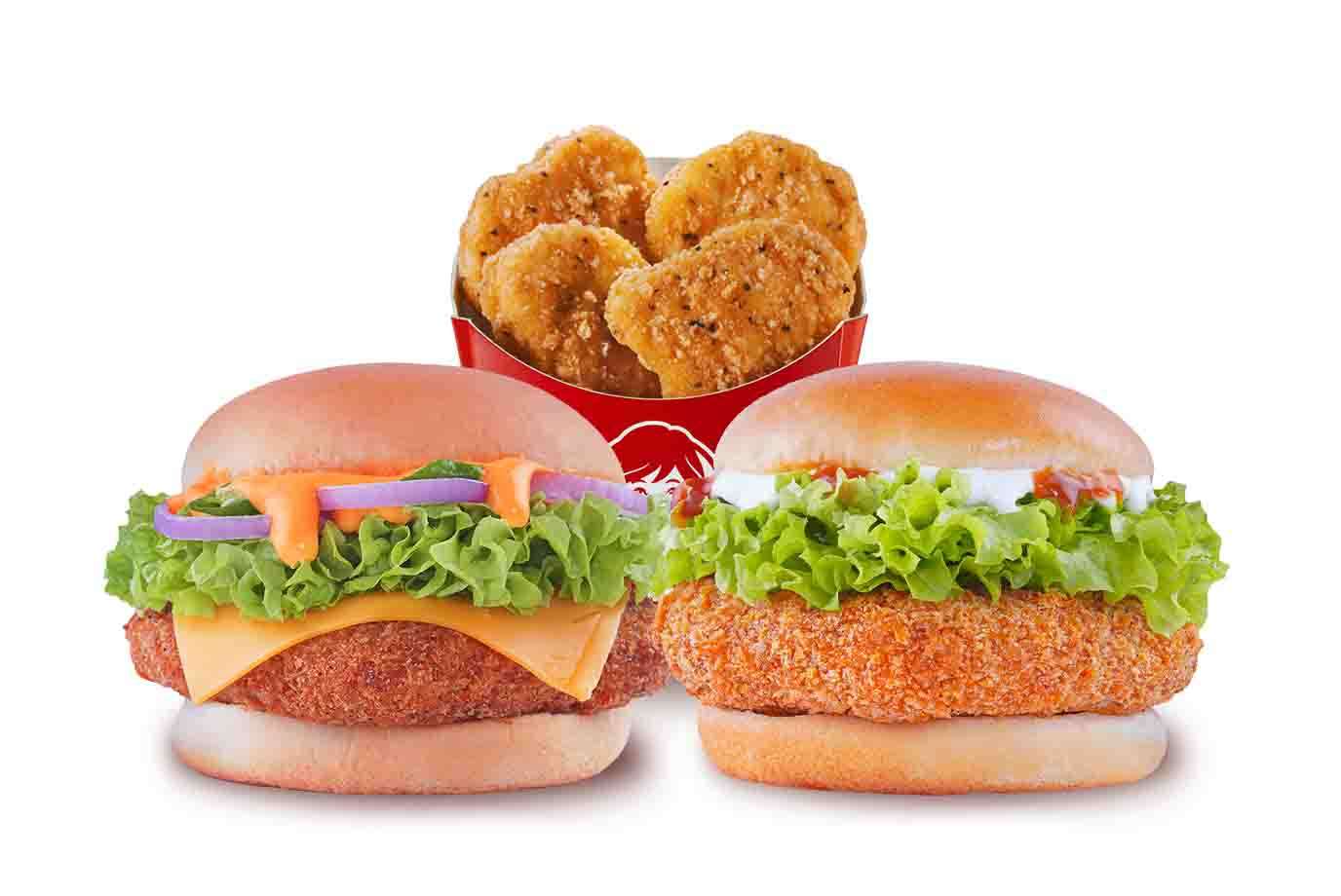 Spicy Chicken Burger + Spicy Paneer Delight Burger + Free Nuggets