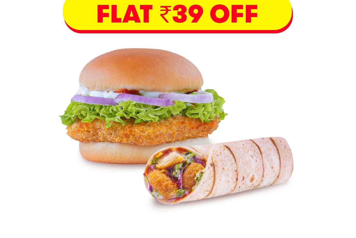 Railway Cutlet Burger+Aloo Wrap