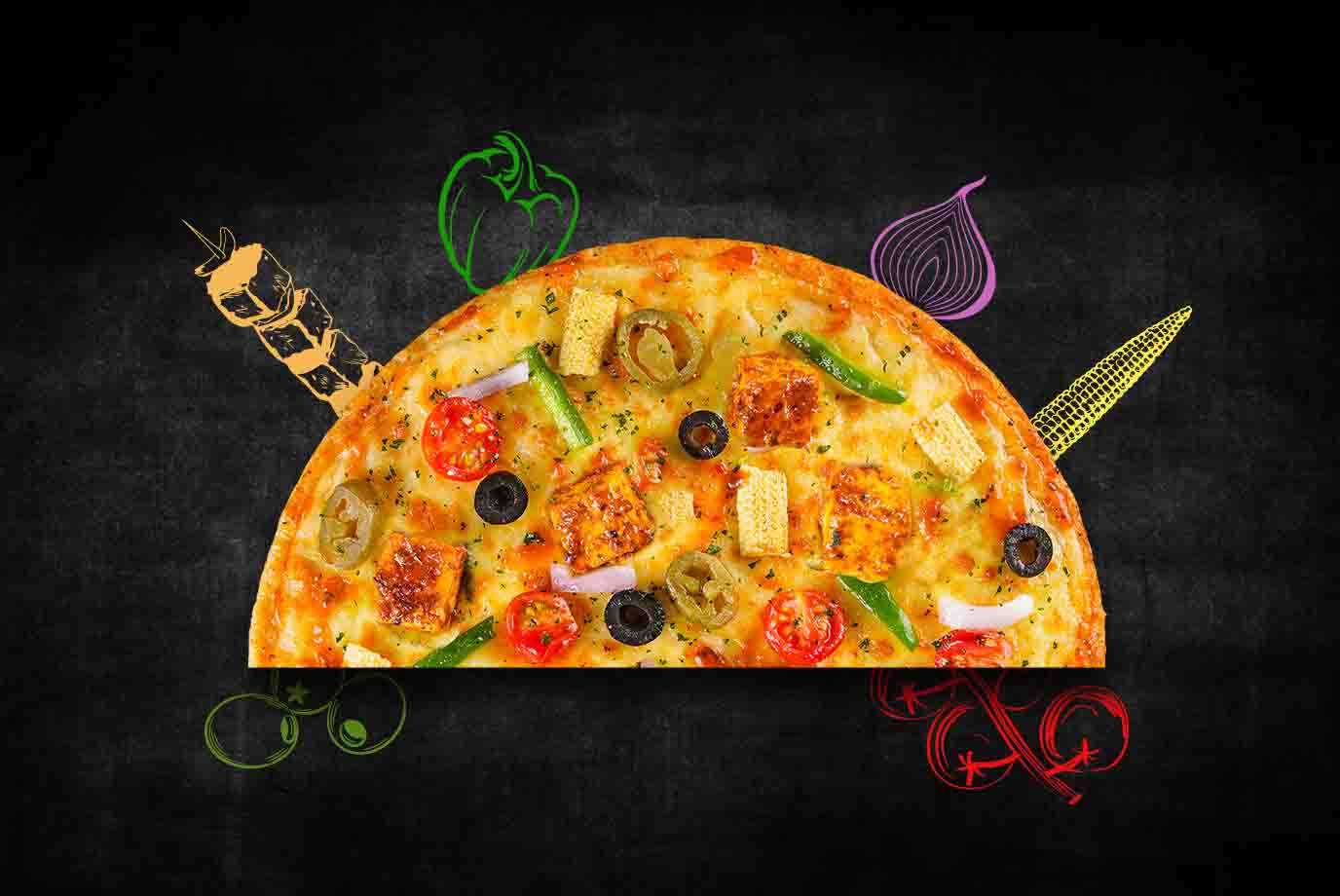 Wild Veggie Paneer Inferno Semizza (Half Pizza)(Serves 1)